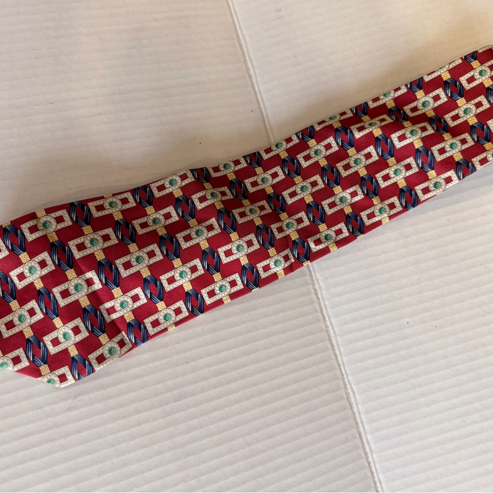 Burberry Red and Blue Geometric Tie - Picture 4 of 7